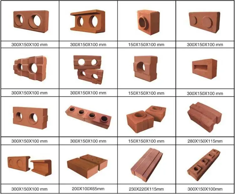 Clay brick shapes our machines can produce